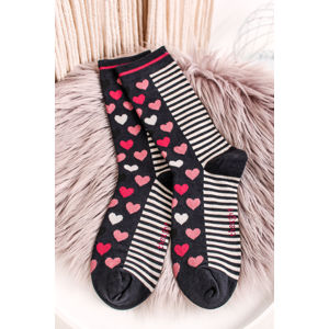 Bordově-modré vzorované ponožky Eileen Bamboo Heart Stripe Socks