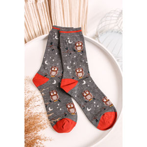 Tmavě šedé vzorované ponožky Night Owl Bamboo Socks