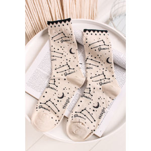 Béžové vzorované ponožky Gemini Bamboo Zodiac Star Sign Socks