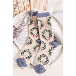 Béžové vzorované ponožky Adella Bamboo Christmas Reef