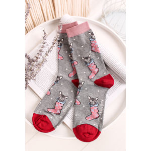 Šedé vzorované ponožky Jena Bamboo Christmas Kitten