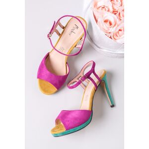 Vícebarevné sandály na tenkém podpatku Camorone