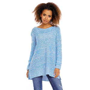 Světle modrý prodloužený pulovr 70005