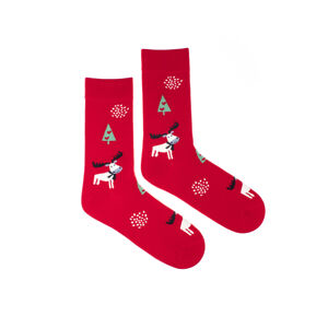 Červené vzorované ponožky Reindeer