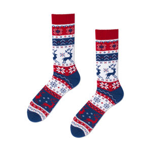 Modro-bílé ponožky Warm Rudolf