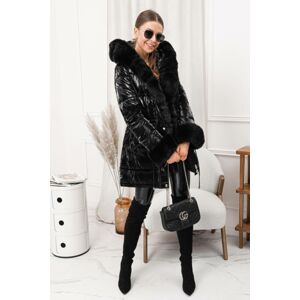 Černá prodloužená zimní bunda s kožešinou CLR025