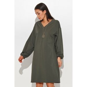 Olivově-zelené midi šaty NU364