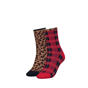 Hnědo-červené ponožky Leopard Sock - dvojbalení