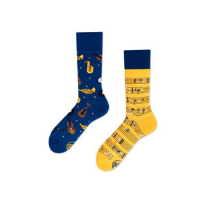 Modro-žluté ponožky Music Notes